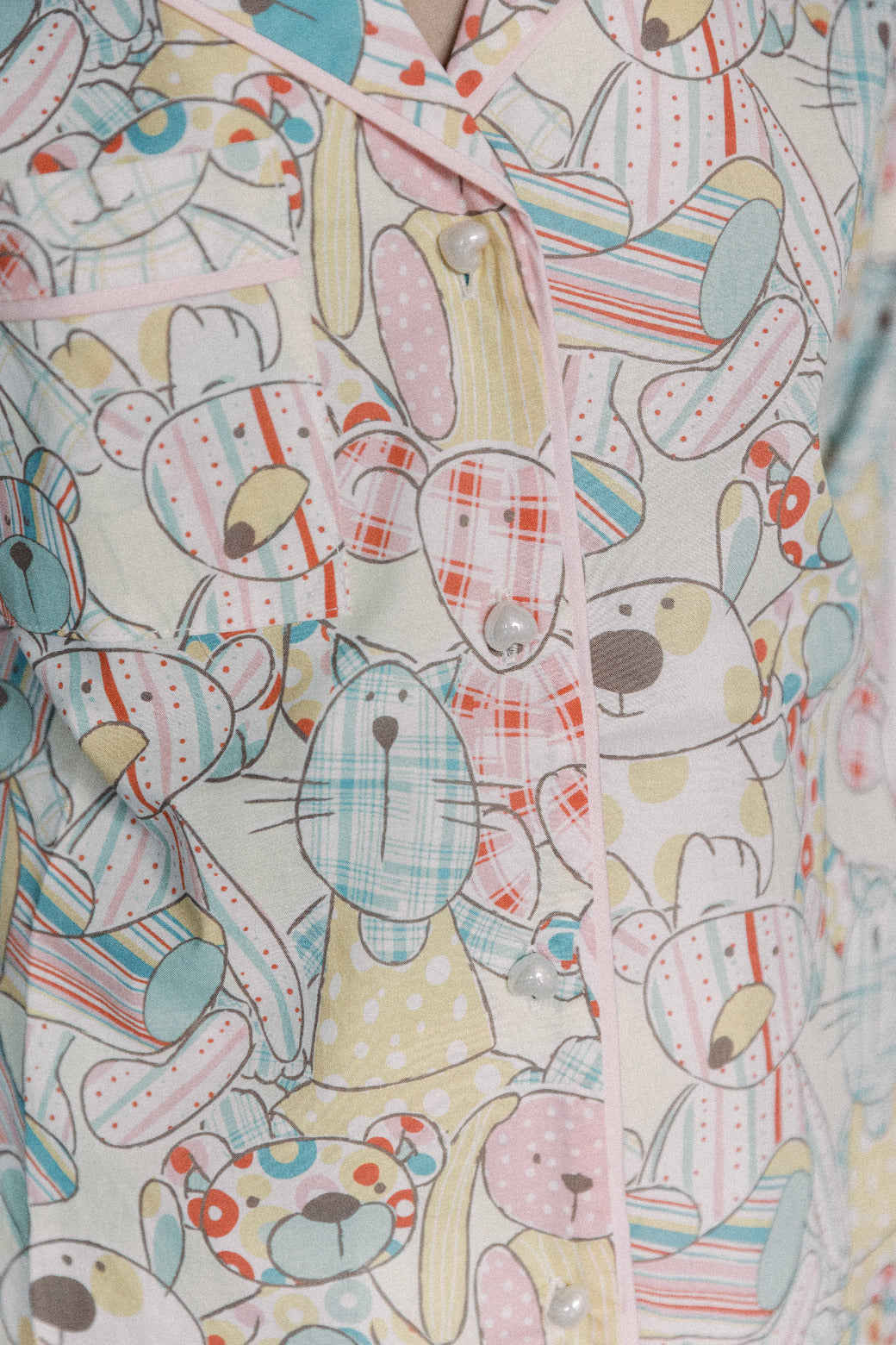 Fabric with colorful teddy bear pattern