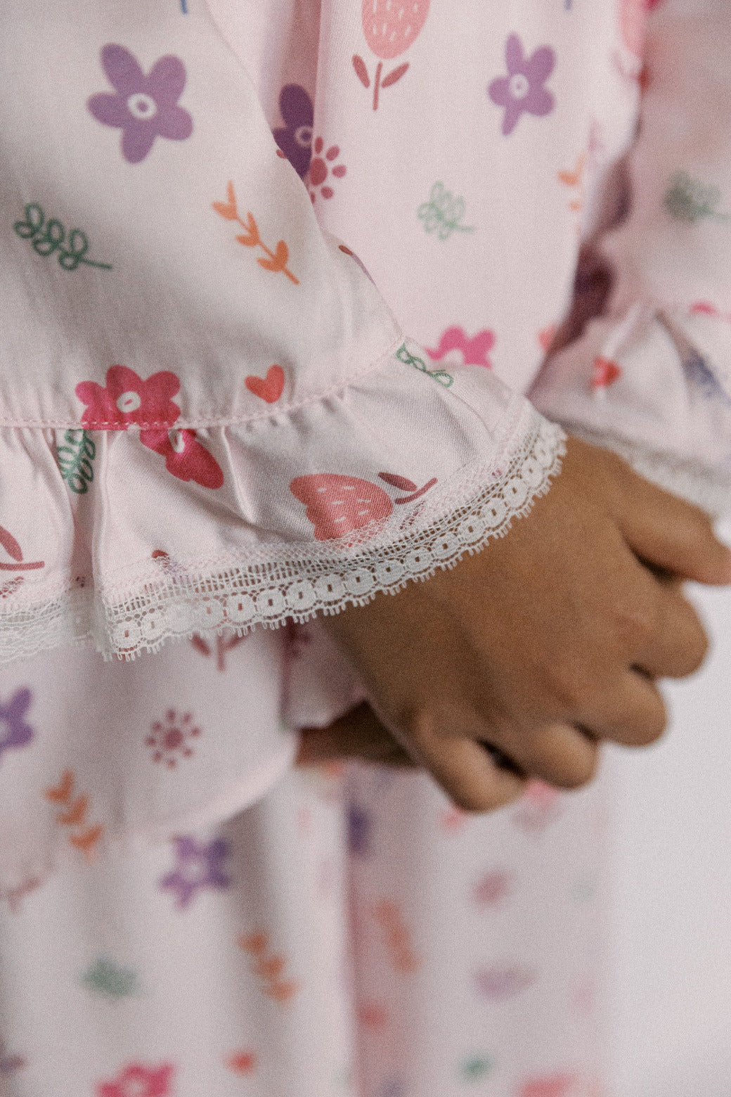 Candy Floral Long Pajamas Set for Girls